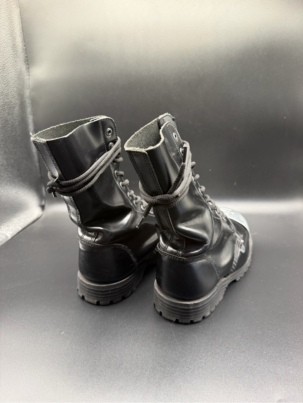Underground Black Combat Boots with Silver Steel Toe - Picture 3 of 6